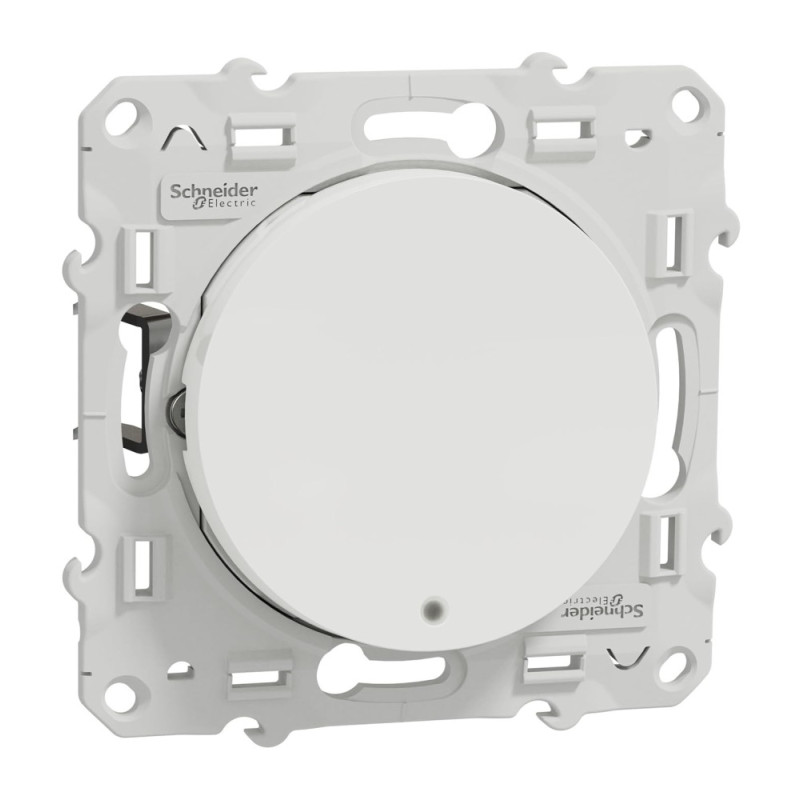 Interrupteur bouton poussoir lumineux - blanc - 10A - à griffes Odace Schneider Electric - voyant LED bleu 0,15mA - S525276