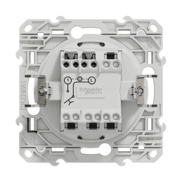 Interrupteur bouton poussoir lumineux - blanc - 10A - à griffes Odace Schneider Electric - voyant LED bleu 0,15mA - S525276