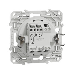 Interrupteur bouton poussoir lumineux - blanc - 10A - à griffes Odace Schneider Electric - voyant LED bleu 0,15mA - S525276