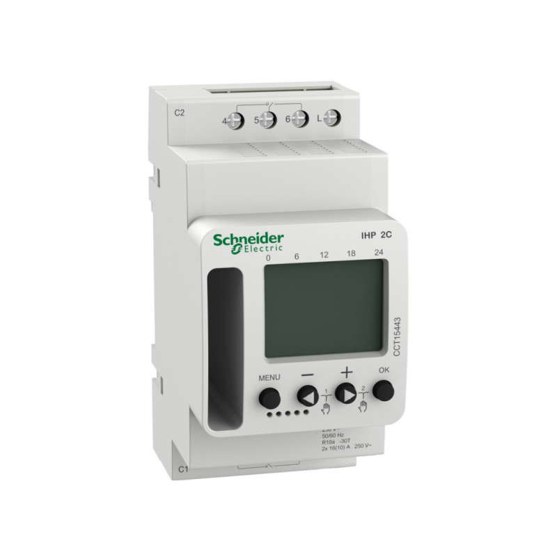 Interrupteur horaire programmable - 2 canaux Acti9 IHP Schneider Electric - CCT15443 Interrupteur horaire programmable - 2 canaux Acti9 IHP Schneider Electric - CCT15443