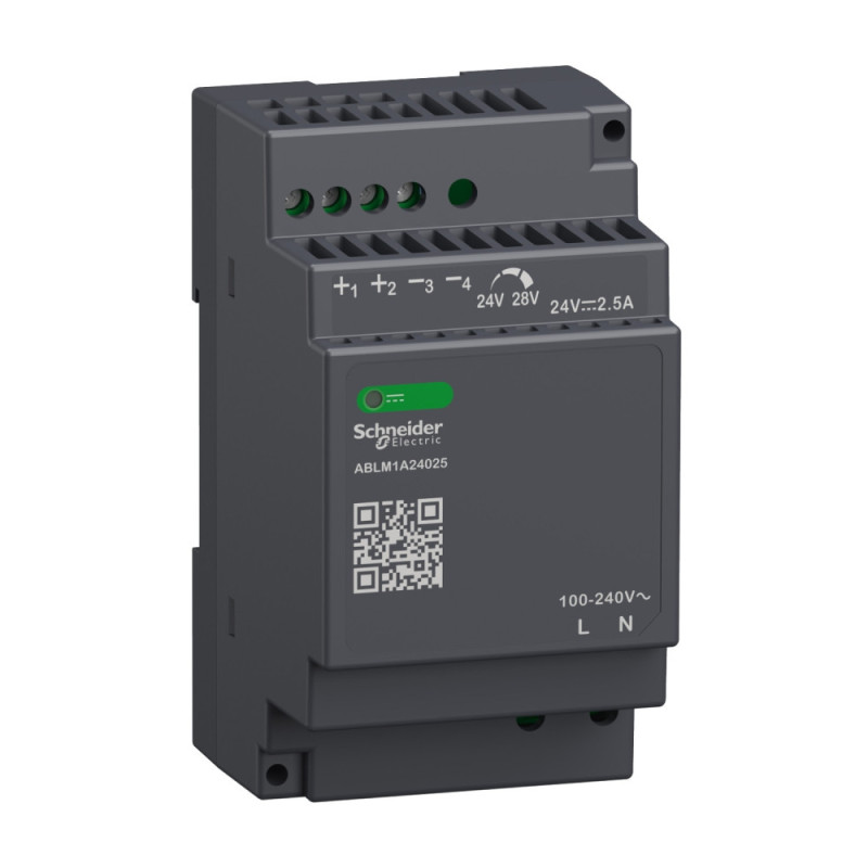 Alimentation à découpage - 2,5A - 100 à 240Vca mono/biphasé - 24Vcc Modicon ABL Schneider Electric - ABLM1A24025