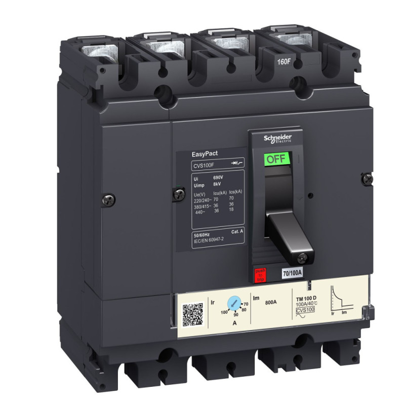 Disjoncteur Easypact CVS CVS160B TM160D - 4P/4d - Schneider Electric - LV516323