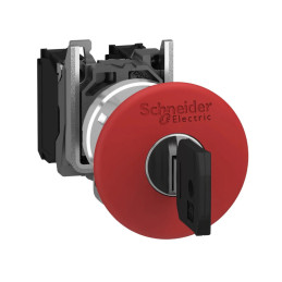 Bouton arrêt urgence - Ø40 - à clé 455 - rouge - 1O – vis Harmony XB4 Schneider Electric - XB4BS9442