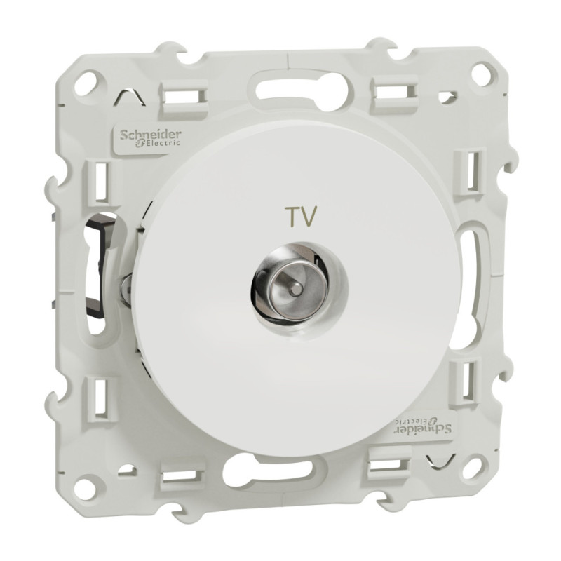 Prise TV - blanc - griffes montées avec plaque de finition Odace Schneider Electric - S525445