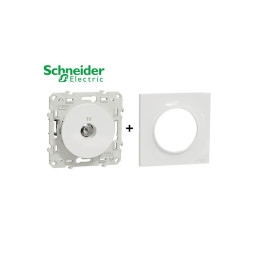 Prise TV - blanc - griffes montées avec plaque de finition Odace Schneider Electric - S525445