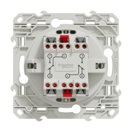 Interrupteur double va-et-vient Blanc, connexion rapide, à griffes avec Plaque de Finition Odace Schneider Electric - S525214