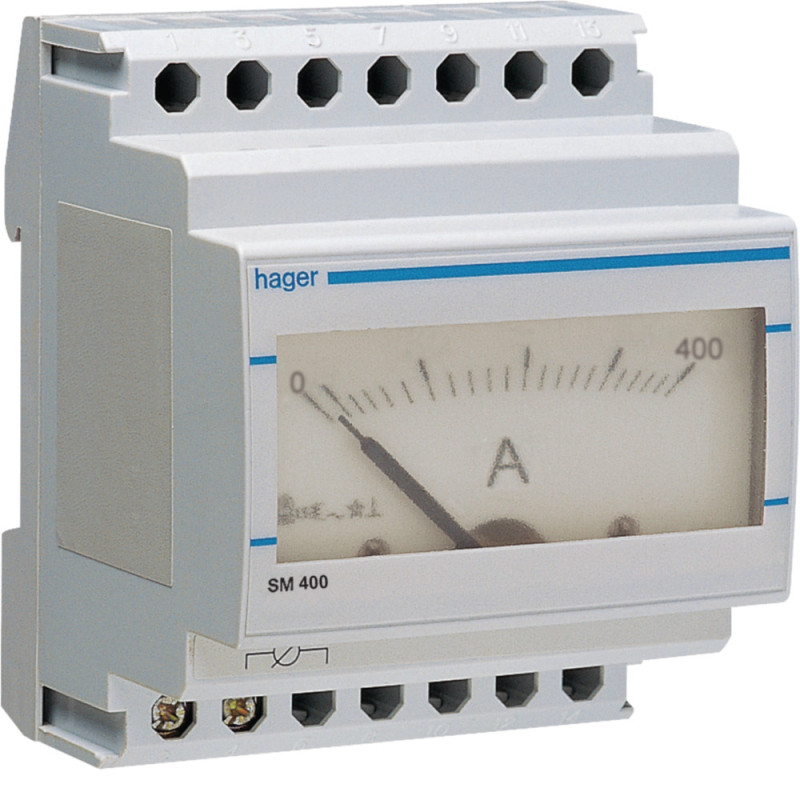 Ampéremètre analogique 0-400A branchement sur transformateur de courant - Hager - SM400