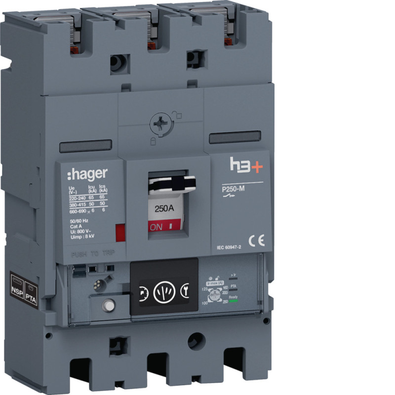Disjoncteur Boitier Moulé h3+ P630 LSI 3P In400A Icu50kA à plage - Hager - HMW400JR