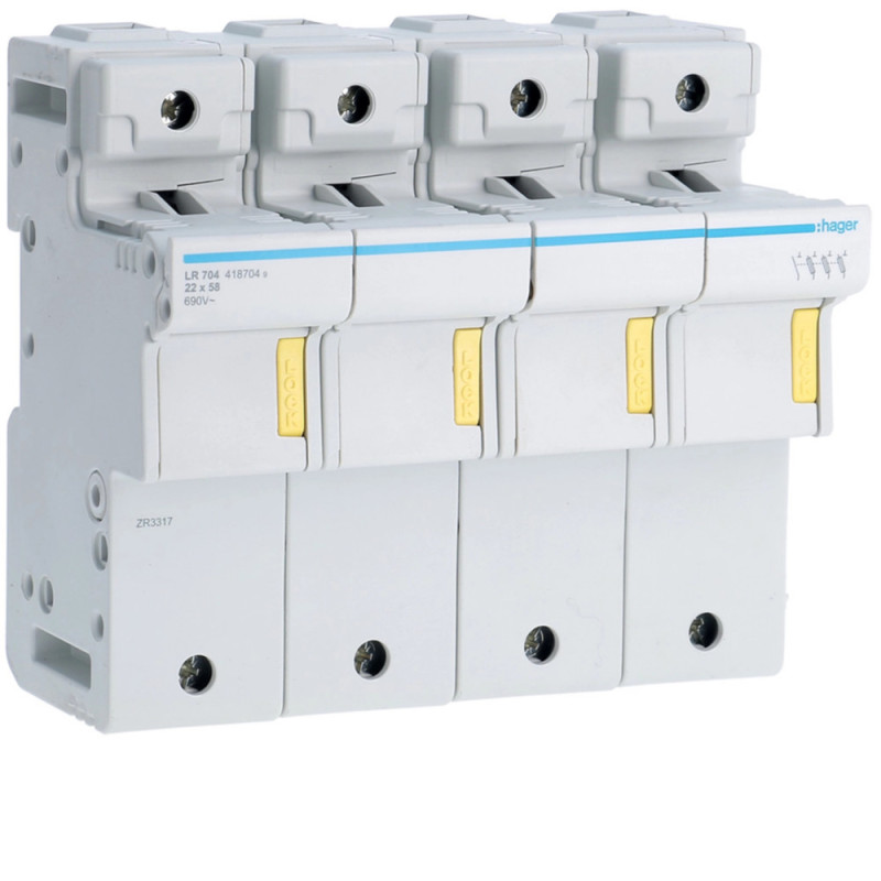 Porte-fusible sectionnable type L58 ​​3P+N 125A 690V - Hager - LR704