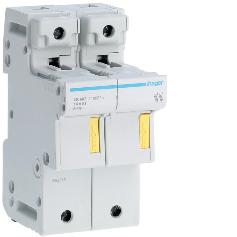 Porte-fusible 2P 50A 690V L51 3M - Hager - LR602