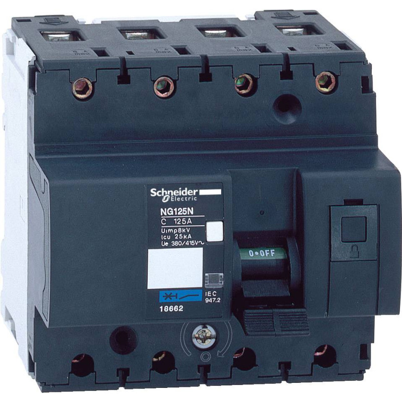 Disjoncteur modulaire (MCB) 4P, 80A, Courbe C, 25kA (IEC/EN 60947-2), Acti9 NG125N Schneider Electric - 18658