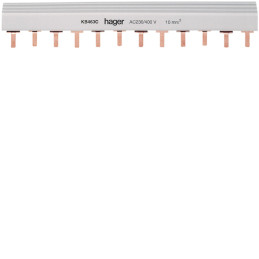 Barre de pontage 3P+N 63A à languette 10mm² 6modules - Hager - KB463C