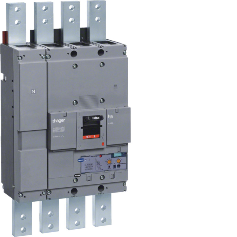 Disjoncteur Boitier Moulé h3 h1600 LSI 4P In1250A Icu50kA à plage - Hager - HNF981H