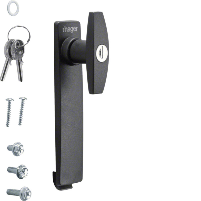 Poignée en T avec clé n° E455 avec 2 clés pour armoire univers IP5-6 - Hager - FZ527