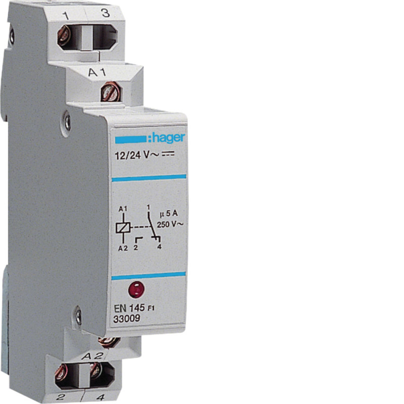 Relais d interface TBT-BT tension d'entrée 10 à 26V~ - Hager - EN145