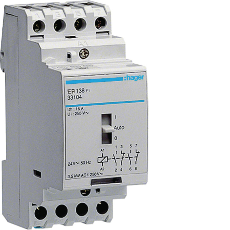 Relais auxiliaire 2m + 2v 16A 24 V - Hager - ER138