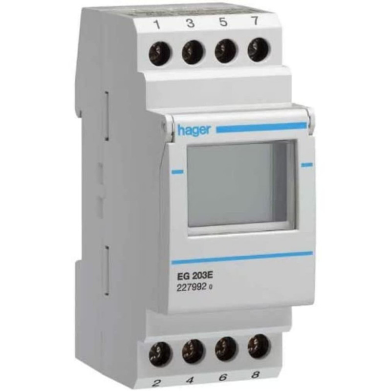 Interrupteur horaire électronique 2 voies sur 7 jours, version évoluée - Hager - EG203E