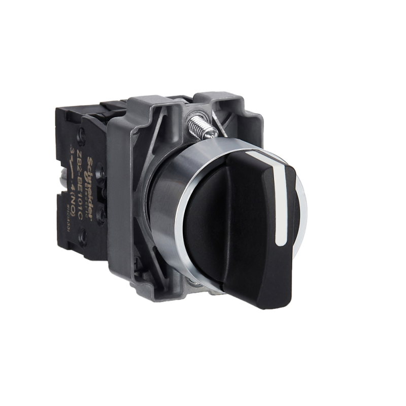 Sélecteur complet, métal, noir, 22 mm, 2 positions, 1 NO + 1 NF Easy Harmony XB2 Schneider Electric - XB2BD25C
