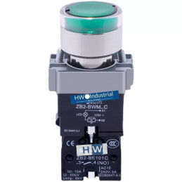 Bouton-poussoir lumineux complet, métal, encastré, vert, 22 mm, 1 NO Easy Harmony XB2 Schneider Electric - XB2BW33M1C