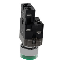 Bouton-poussoir lumineux complet, métal, encastré, vert, 22 mm, 1 NO Easy Harmony XB2 Schneider Electric - XB2BW33M1C