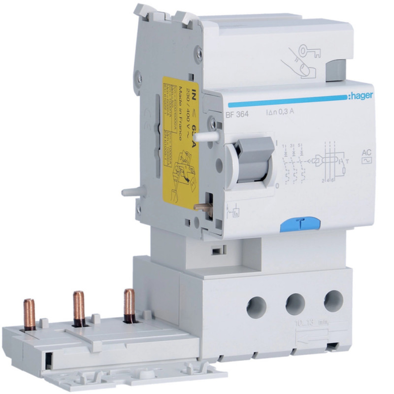 Bloc différentiel 3P 63A 300mA type AC - Hager - BF364