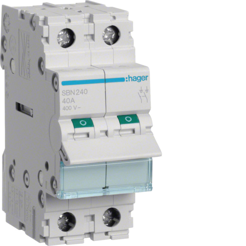 Interrupteur sectionneur 40A 2P 2 modules - Hager - SBN240