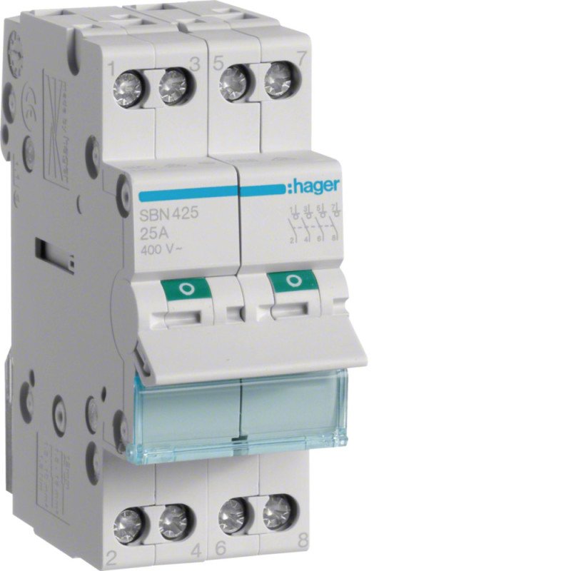 Interrupteur sectionneur 25A 4P 2 modules - Hager - SBN425