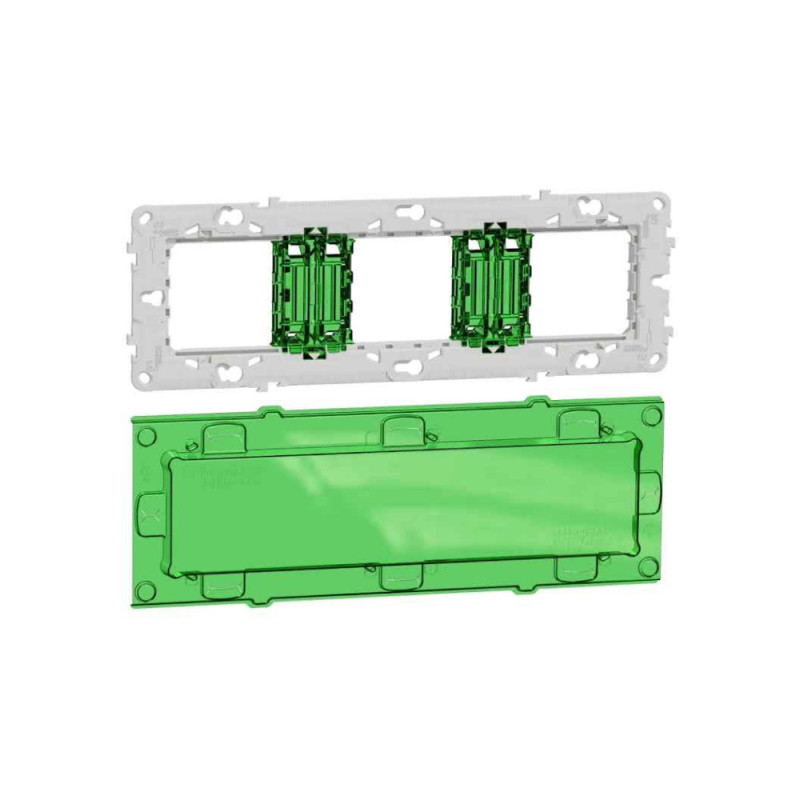 Support de fixation 6-8 mod / 3 postes + protection chantier - zamac -Unica Schneider Electric - NU7006C