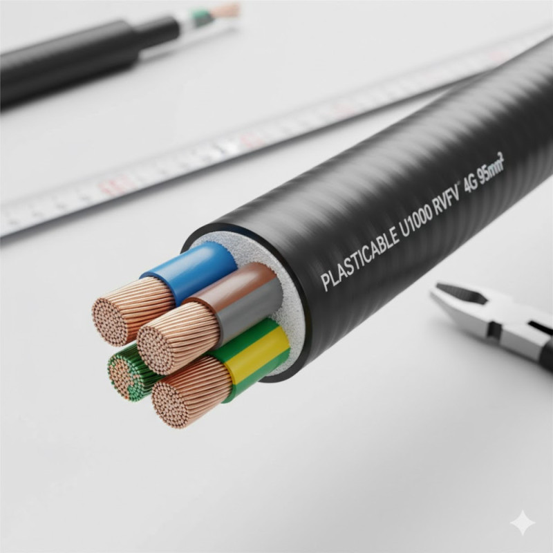 Câble électrique feuillard armé U-1000 RVFV 4G95mm² - Plasticable