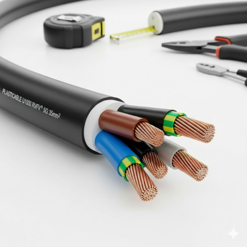 Câble électrique feuillard armé U-1000 RVFV 5G35mm² - Plasticable Câble électrique feuillard armé U-1000 RVFV 5G35mm² - Plasticable