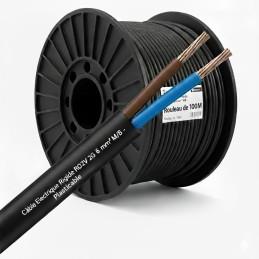 Câble électrique rigide R2V - RO2V - HG1000 - U-1000 R2V 2G6mm² Rouleau de 100m - Plasticable