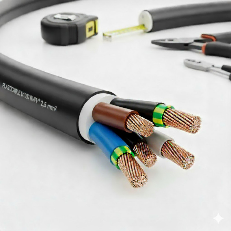Câble électrique feuillard armé U-1000 RVFV 5G2.5mm² - Plasticable
