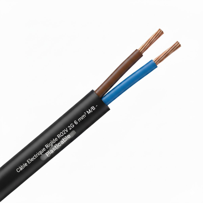 Câble Electrique Rigide R2V - RO2V - HG1000 - U-1000 R2V 2G6mm² M/B - Plasticable