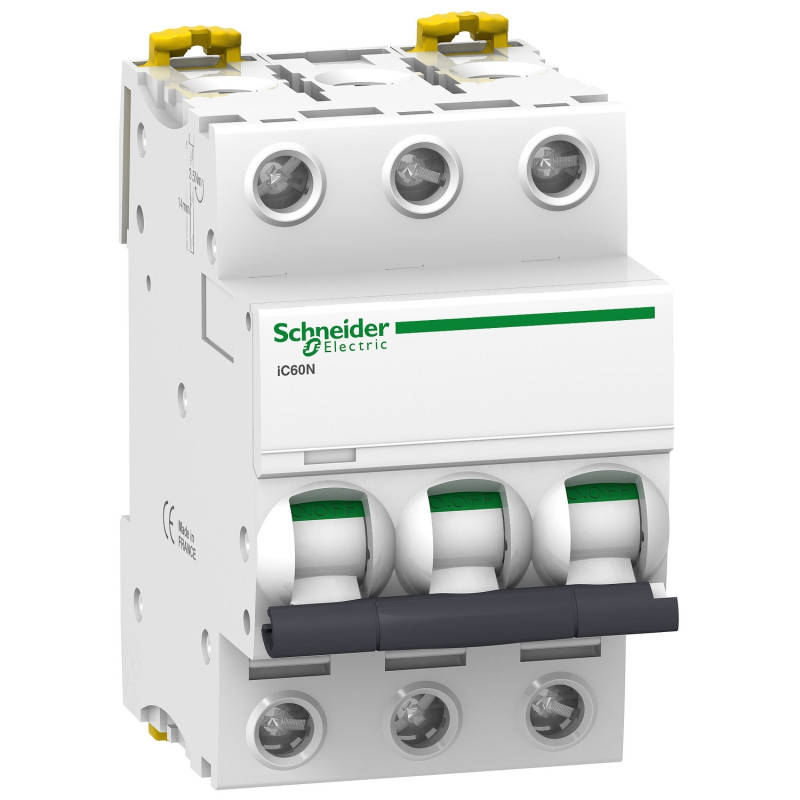 Disjoncteur miniature (MCB), 3P, 25 A, courbe C, 6 000 A, 10 kA (CEI/EN 60947-2) Acti9 iC60N Schneider Electric - A9F74325