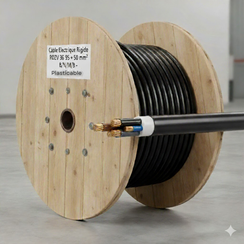 Câble Electrique Rigide R2V - RO2V - HG1000 - U-1000 R2V 3G95+50mm² B/N/M/B - Plasticable