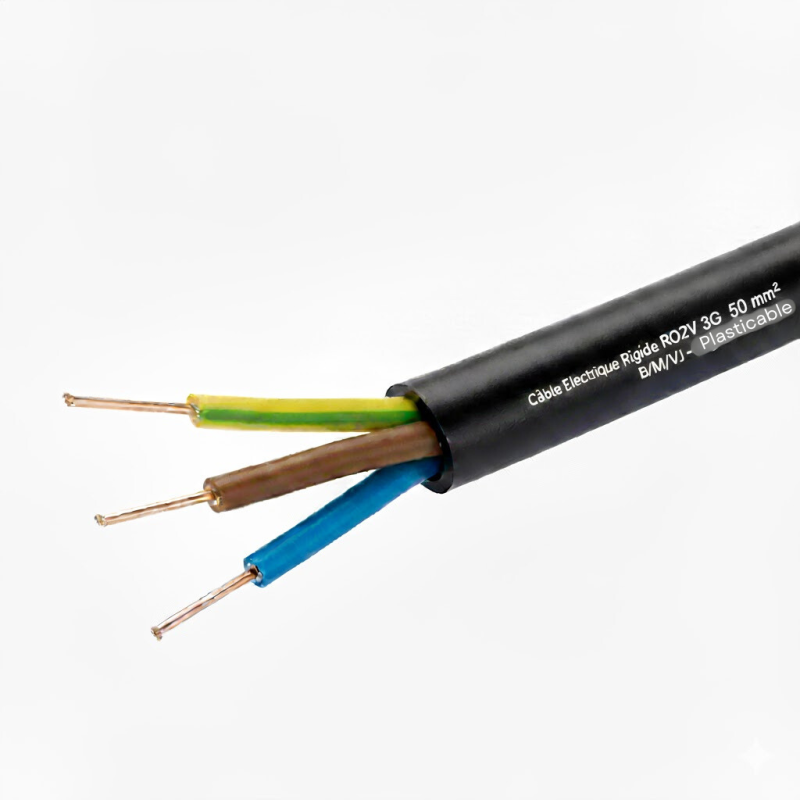 Câble Electrique Rigide R2V - RO2V - HG1000 - U-1000 R2V 3G50mm² - B/M/VJ - Plasticable