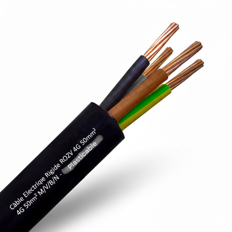 Câble Electrique Rigide R2V - RO2V - HG1000 - U-1000 R2V 4G50mm² M/JV/B/N - Plasticable