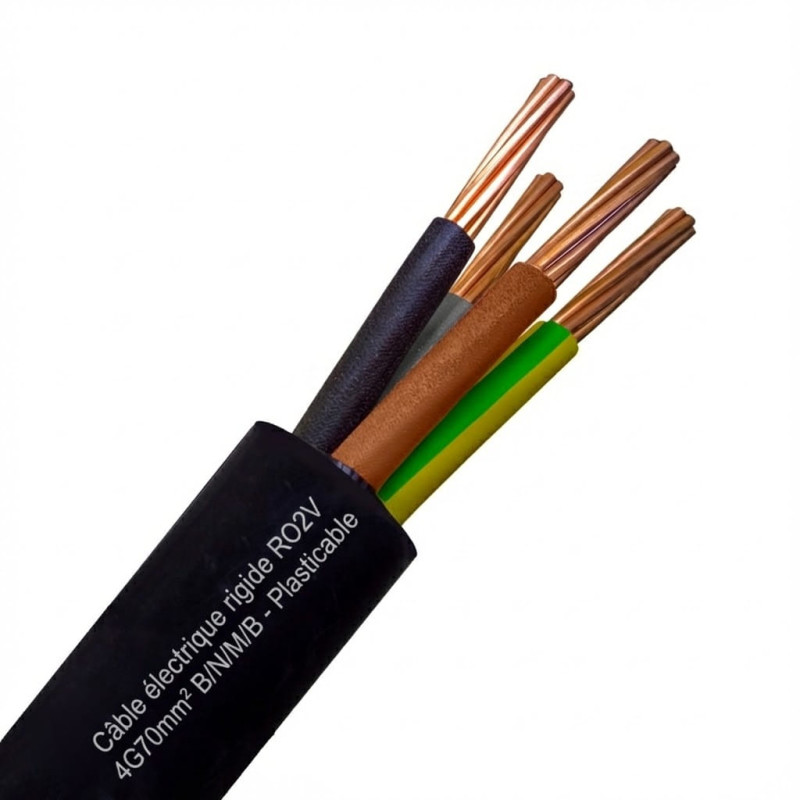 Câble électrique rigide R2V - RO2V - HG1000 - U-1000 R2V 4G70mm² B/N/M/B - Plasticable