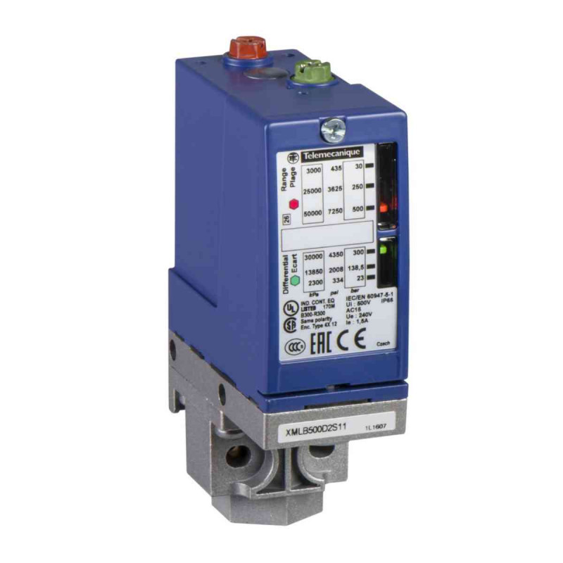 Pressostat XMLB 20 bar écart réglable 2 seuils 1OF, Schneider Electric - XMLB020A2S11