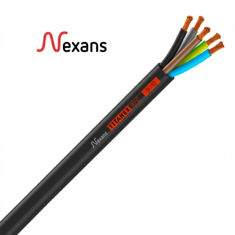 Câble électrique souple titanex 5G10mm² - Nexans - 10055602