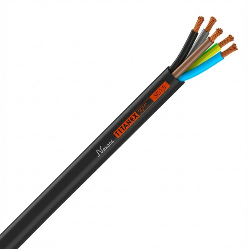 Câble électrique souple titanex 5G1.5mm² - Nexans - 10055565