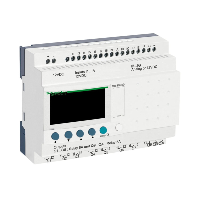 Relais intelligent modul.- 26 E/S - 12Vcc - horloge - affichage Zelio Logic Schneider Electric - SR3B261JD