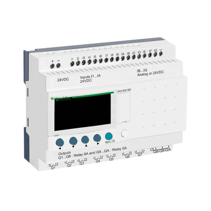 Relais intelligent modul.- 26 E/S - 24Vcc - horloge - affichage Zelio Logic Schneider Electric - SR3B261BD