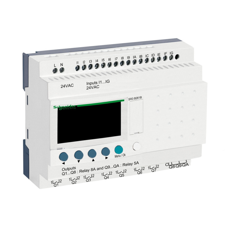 Relais intelligent modul.- 24 E/S - 24Vca - horloge - affichage Zelio Logic Schneider Electric - SR3B261B