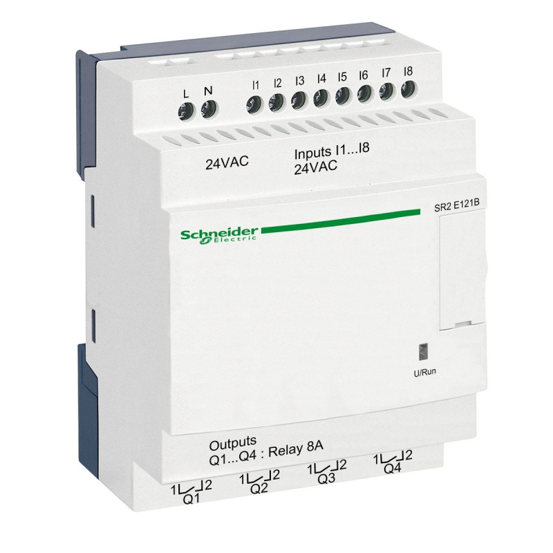 Relais intelligent compact - 12 E/S 24Vca - horloge - ss affichage Zelio Logic Schneider Electric - SR2E121B