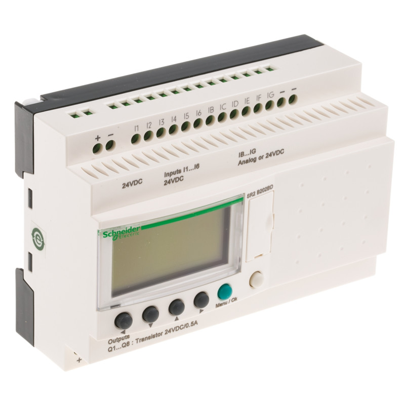 Relais intelligent compact - 20 E/S 24Vcc - horloge - affichage Zelio Logic Schneider Electric - SR2B202BD