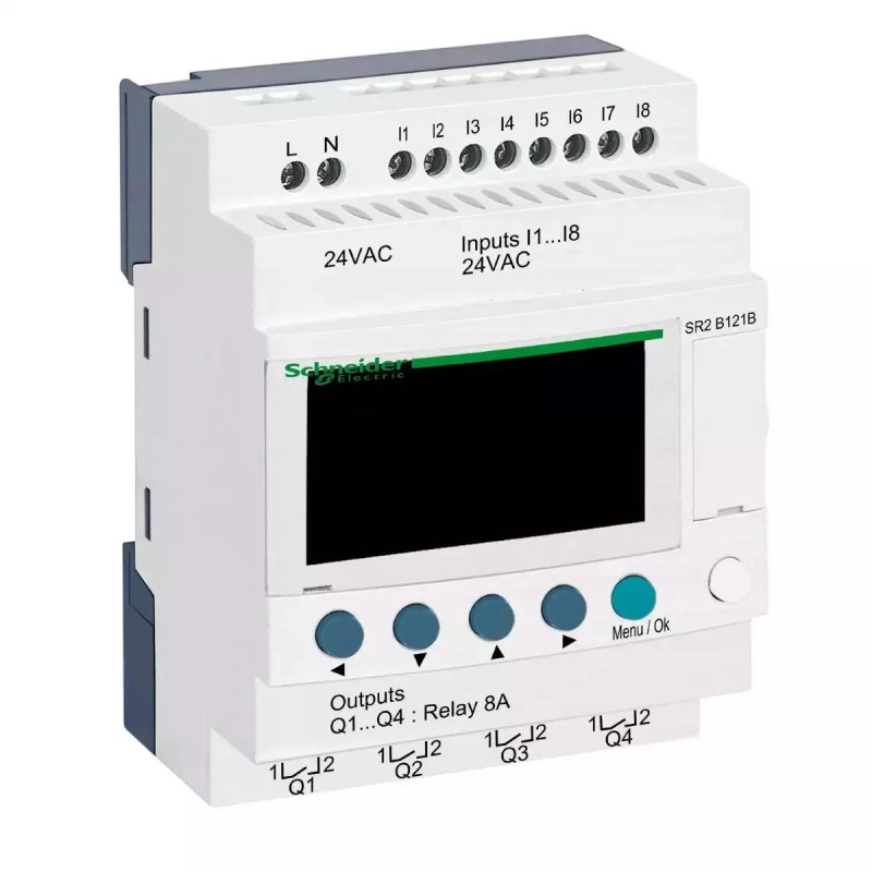 Relais intelligent compact - 12 E/S 24Vca - horloge - affichage Zelio Logic Schneider Electric - SR2B121B