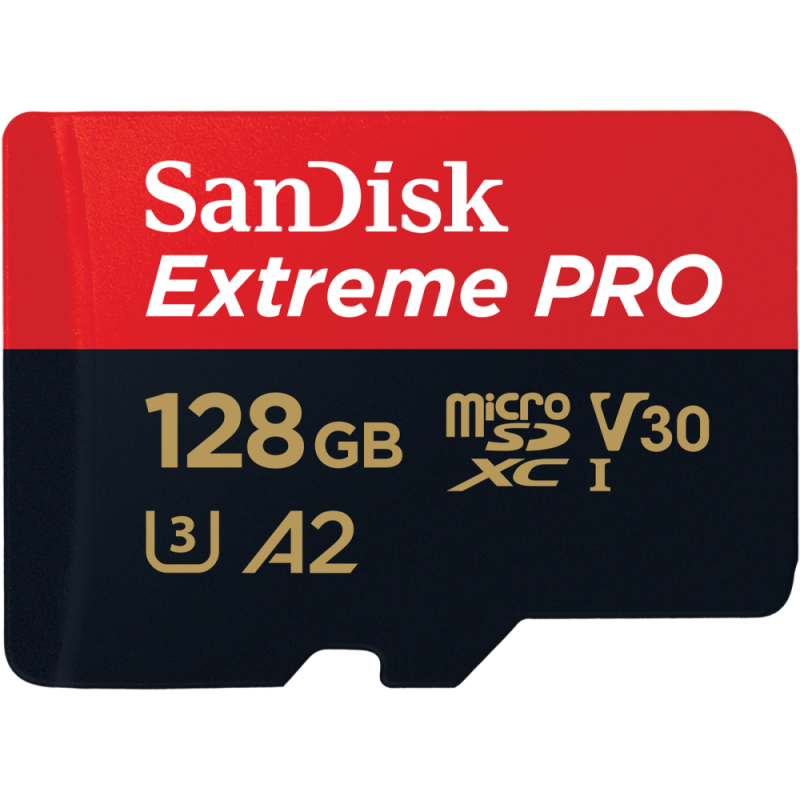 Carte Mémoire SanDisk Extreme PRO microSDXC 128 Go + Adaptateur SD 200 Mo/s, Classe 10, U3, V30- SDSQXCD-128G-GN6MA Carte Mémoire SanDisk Extreme PRO microSDXC 128 Go + Adaptateur SD 200 Mo/s, Classe 10, U3, V30- SDSQXCD-128G-GN6MA