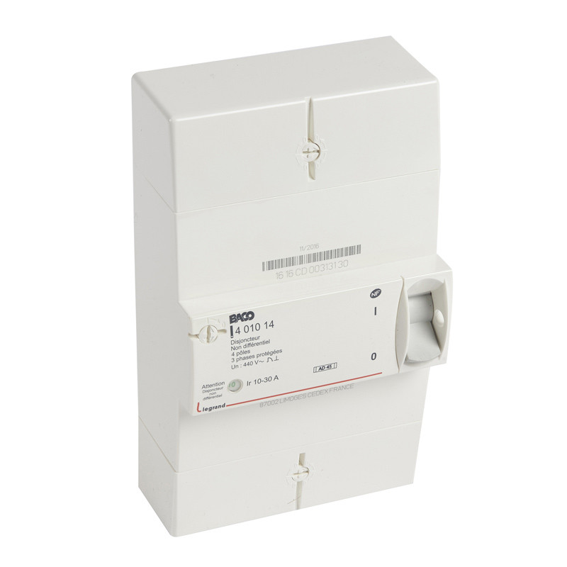 Disjoncteur de branchement tétrapolaire non différentiel - 30A Enedis Legrand - 401014