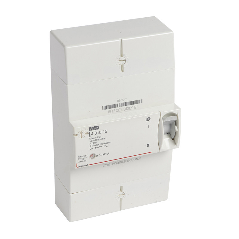 Disjoncteur de branchement 400V tétrapolaire non différentiel - 60A Enedis Legrand - 401015